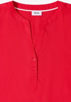 Blouse met korte mouwen en gespleten hals