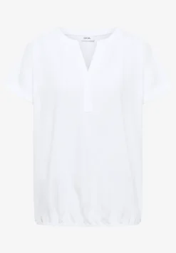 Blouse met korte mouwen en gespleten hals