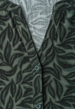 Blouse met korte mouwen, gespleten hals en knopen