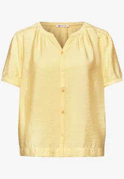 Blouse met korte mouwen, gespleten hals en knopen