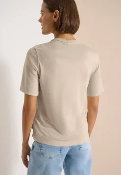 Blouse met korte mouwen, gespleten hals en linten