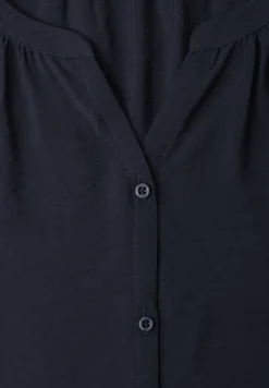 Blouse met korte mouwen, gespleten hals en knopen