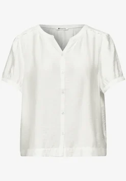Blouse met korte mouwen, gespleten hals en knopen