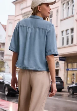 Blouse met korte mouwen in een verwassen look