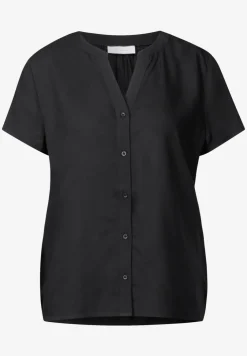 Blouse met korte mouwen in effen kleur