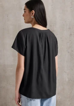 Blouse met korte mouwen in effen kleur