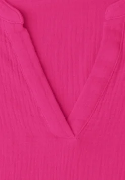 Blouse met korte mouwen in mousseline kwaliteit