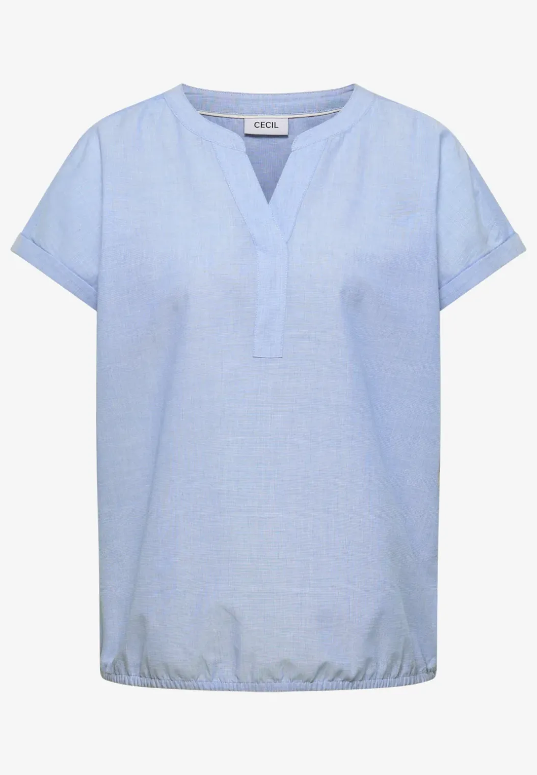 Blouse met korte mouwen in chambraykwaliteit