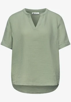 Blouse met korte mouwen in mousseline kwaliteit