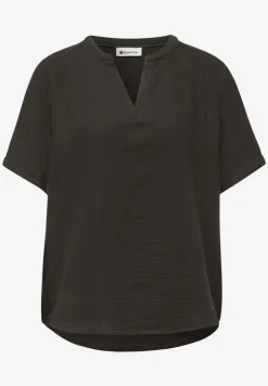 Blouse met korte mouwen in mousseline kwaliteit