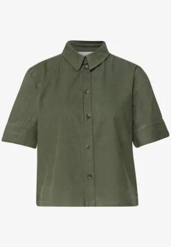 Blouse met korte mouwen in ribfluweel