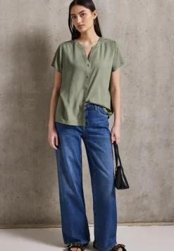 Blouse met korte mouwen in effen kleur