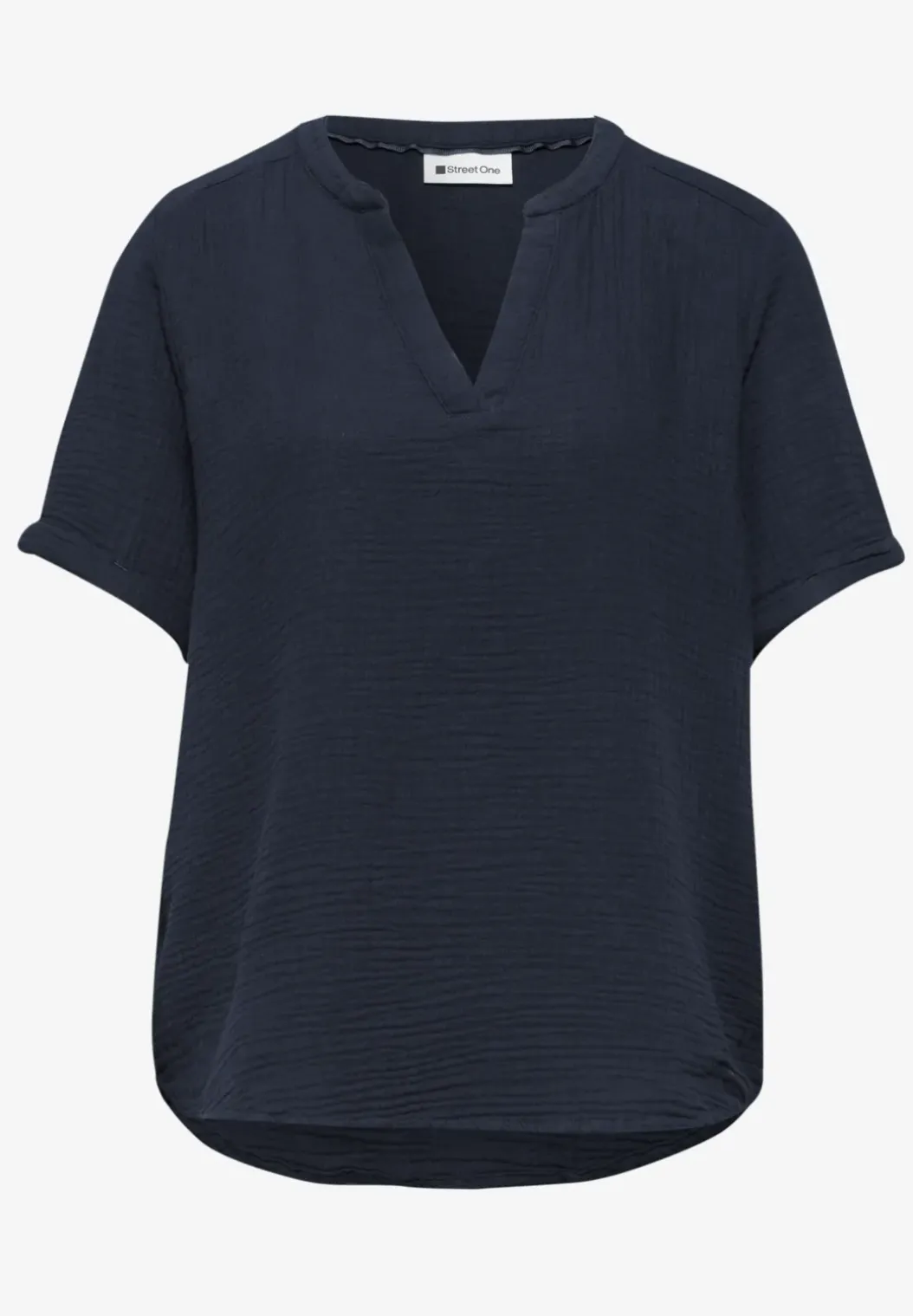 Blouse met korte mouwen in mousseline kwaliteit