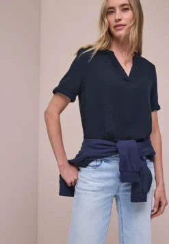 Blouse met korte mouwen in mousseline kwaliteit