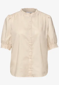 Blouse met korte mouwen, ronde hals en ruches