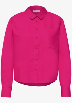 Blouse met lange mouwen en overhemdkraag in keperstof