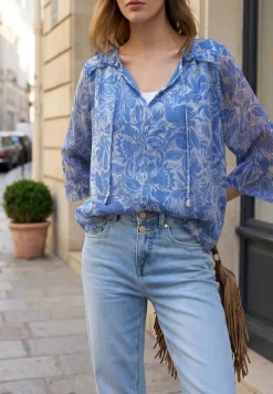Blouse met lange mouwen en ruches