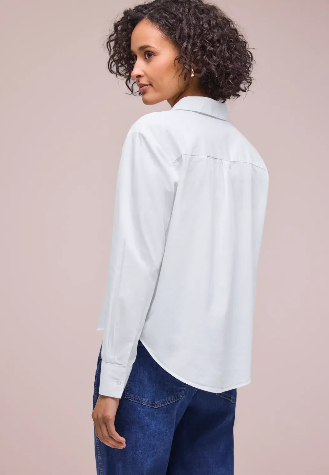 Blouse met lange mouwen en overhemdkraag in keperstof
