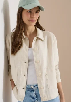 Blouse met lange mouwen en linnen overhemdkraag