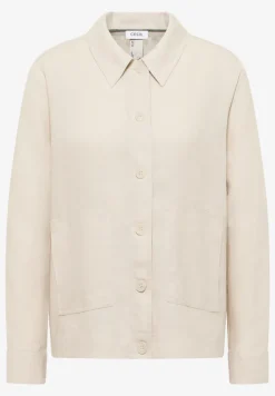 Blouse met lange mouwen en linnen overhemdkraag
