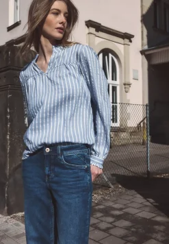 Blouse met lange mouwen in seersucker kwaliteit