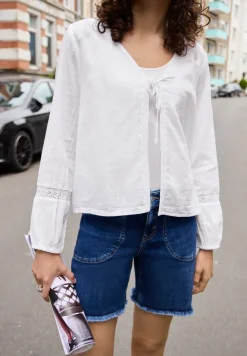 Blouse met lange mouwen, V-hals en strik