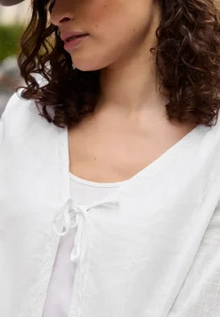 Blouse met lange mouwen, V-hals en strik