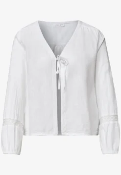 Blouse met lange mouwen, V-hals en strik