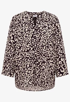 Blouse met leopatroon in linnenmix