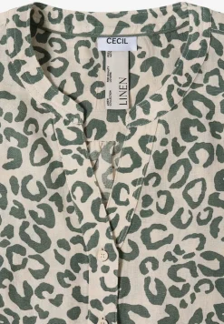 Blouse met leopatroon in linnenmix