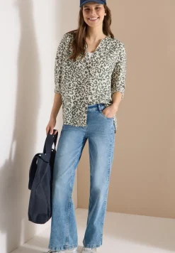 Blouse met leopatroon in linnenmix