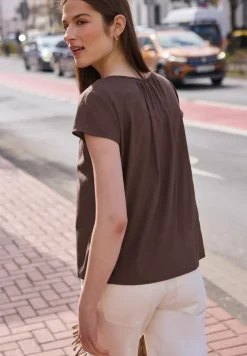 Blouse met losse schouders en gespleten hals