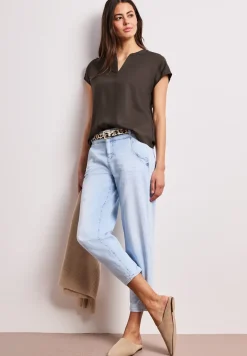 Blouse met losse schouders en gespleten hals