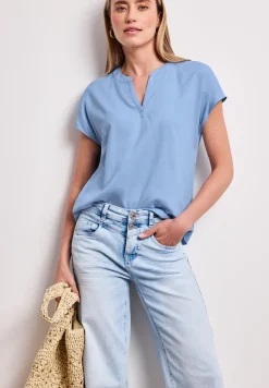 Blouse met losse schouders en gespleten hals