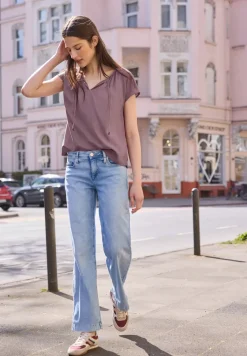 Blouse met losse schouders en gespleten hals