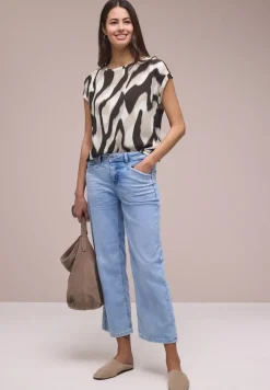 Blouse met overhangende schouders en getapete details