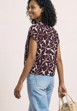 Blouse met overhangende schouders en bowlingkraag