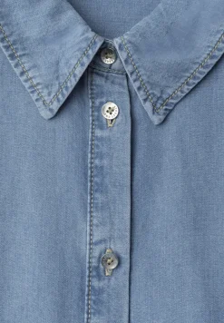Blouse met overhangende schouders in denimlook