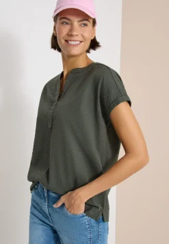 Blouse met overhangende schouders in seersucker kwaliteit