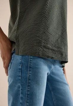 Blouse met overhangende schouders in seersucker kwaliteit