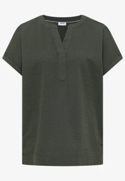 Blouse met overhangende schouders in seersucker kwaliteit