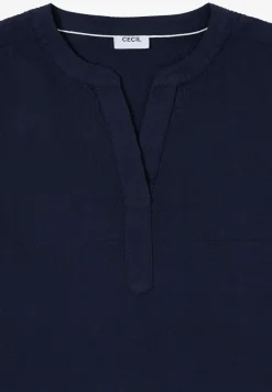 Blouse met overhangende schouders in seersucker kwaliteit