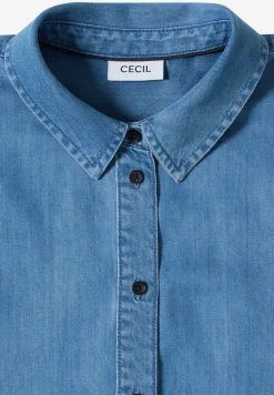 Blouse met overhangende schouders in denimlook