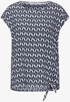 Blouse met print en knopen