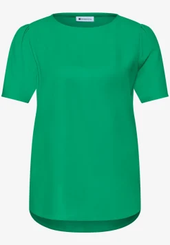 Blouse met ronde hals en korte pofmouwen