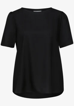 Blouse met ronde hals en korte pofmouwen