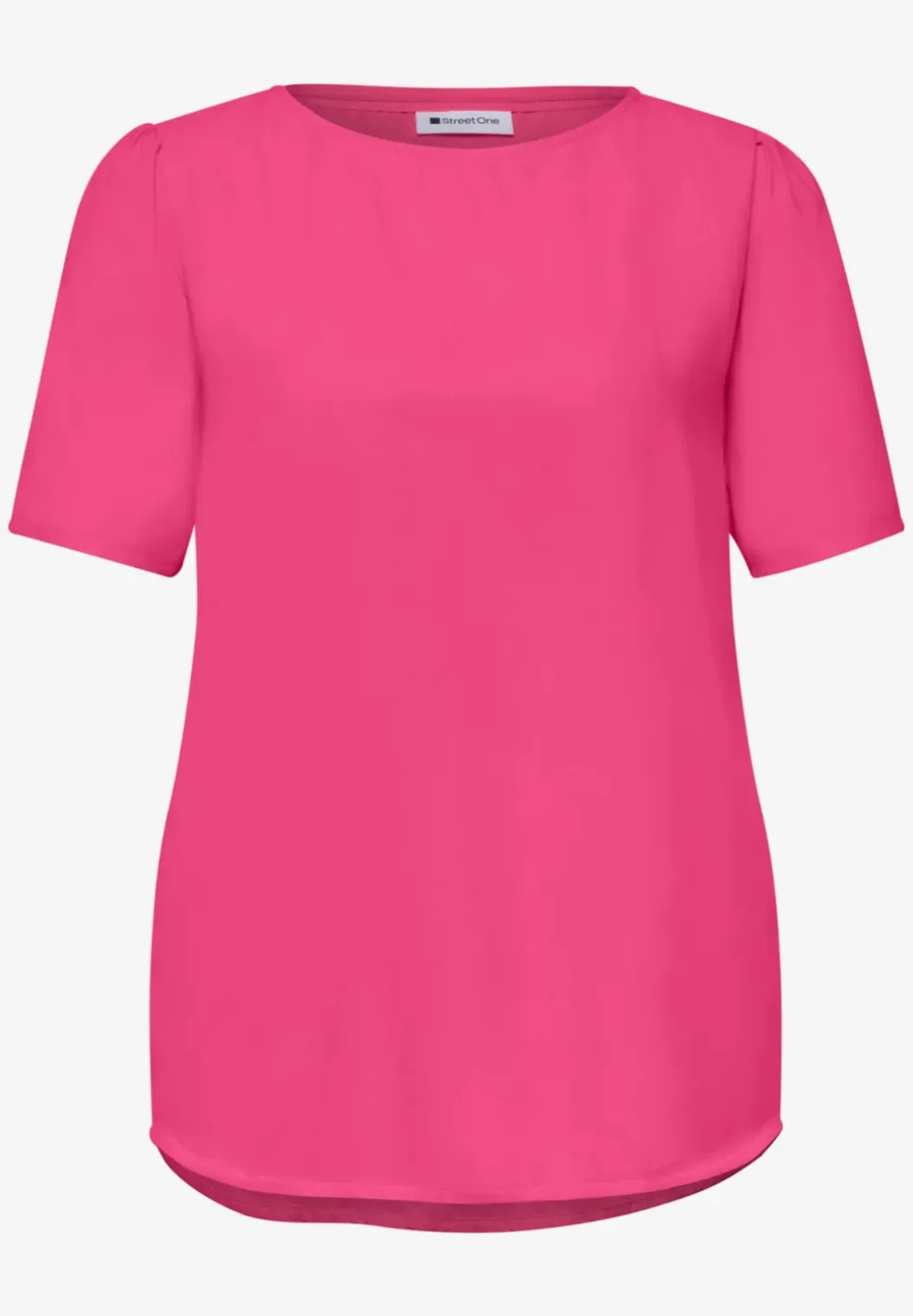 Blouse met ronde hals en korte pofmouwen