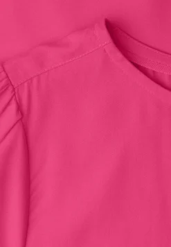 Blouse met ronde hals en korte pofmouwen