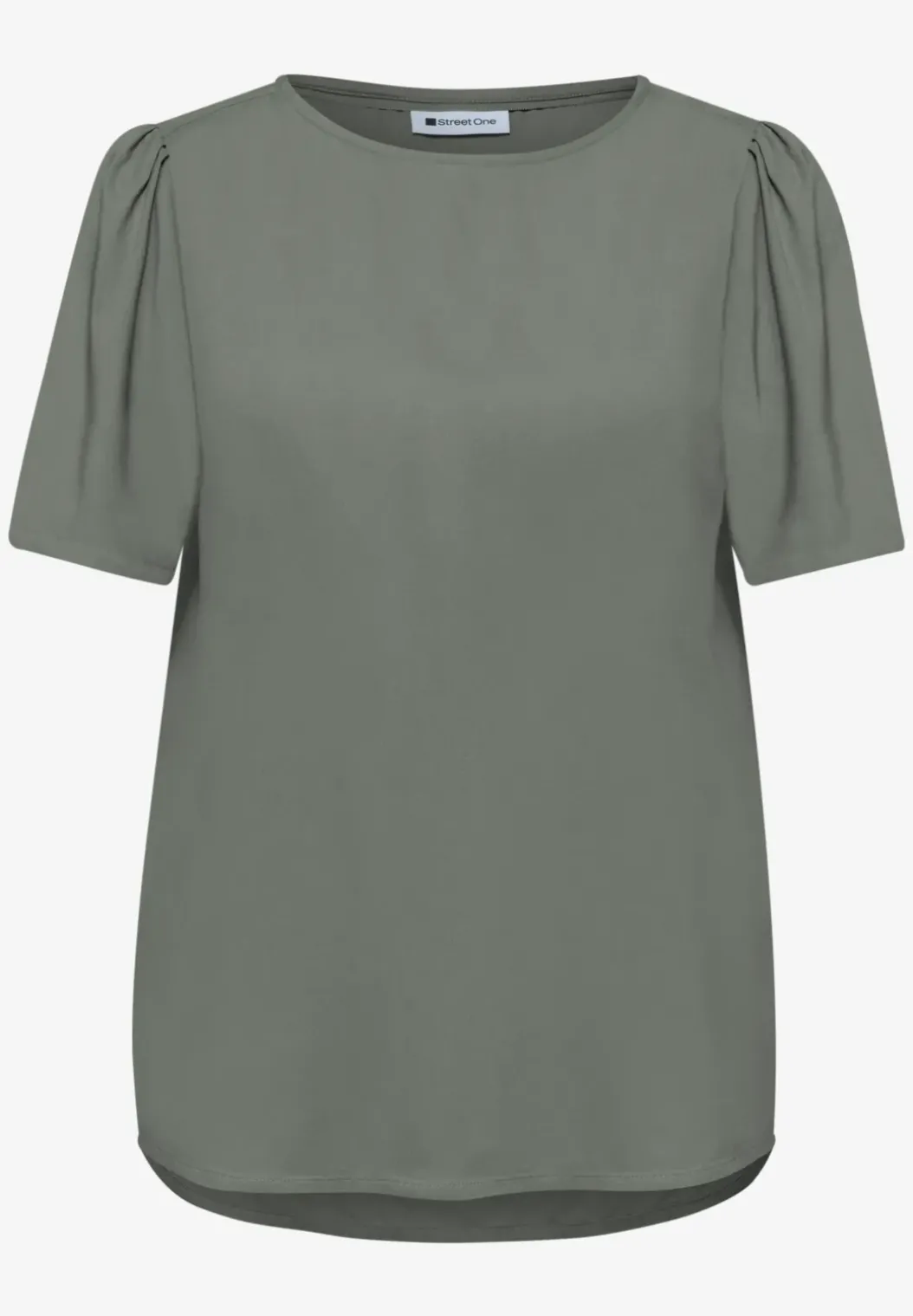 Blouse met ronde hals en korte pofmouwen