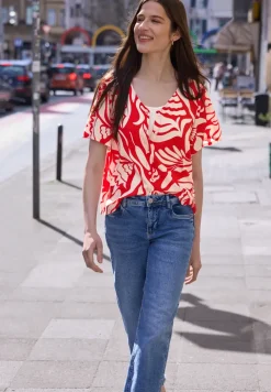 Blouse met V-hals en bloemenpatroon